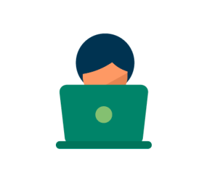 icon with person looking at laptop